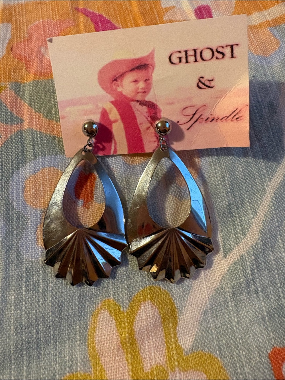 3/$10 Vintage Silver-Tone Geometric Dangle Earrings